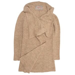 SPACE COUTURE Single-Snap Wool Blend Cardigan in Oatmeal Beige Size L